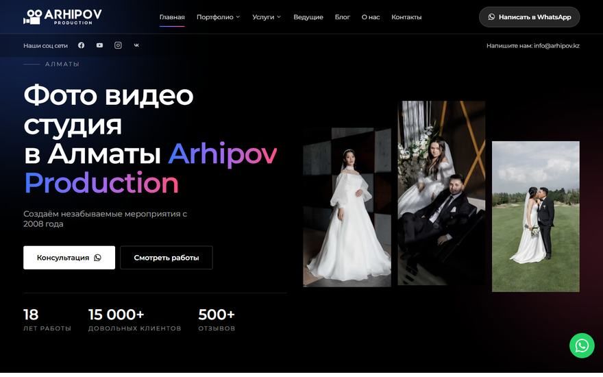 Arhipov Production: сайт фотостудии и видимость в нейросетях